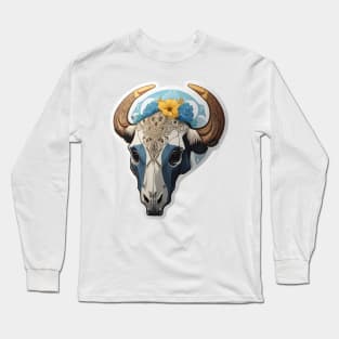 Beautiful cow skull with flower Long Sleeve T-Shirt